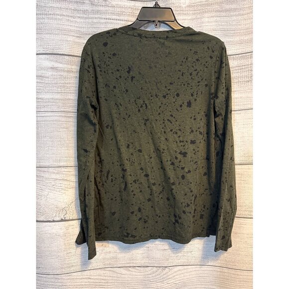 Michael Stars Olive Splatter Long Sleeve V-Neck Top Size 0/S - Picture 3 of 3